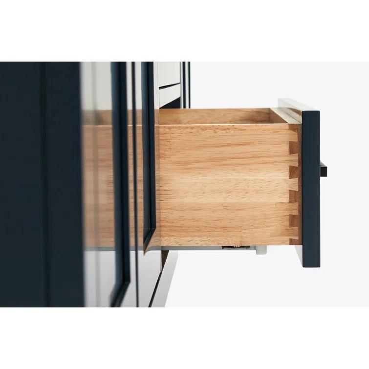 Hokku Designs Thornaby 42'' Solid Wood Single Bathroom Vanity with 1.5'' Carrara Quartz Top, Right Offset Oval Sink