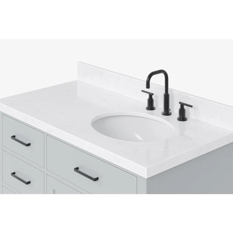 Wildon Home® Tidworth 42'' Solid Wood Single Bathroom Vanity with 1.5'' White Quartz Top, Right Offset Rectangular Sink