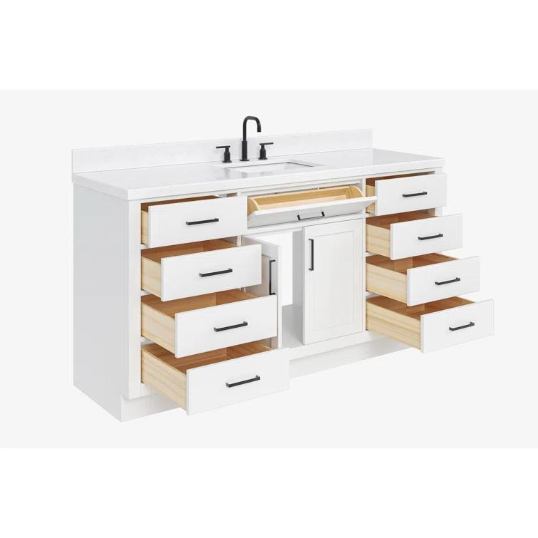 Tidworth 66.25'' Single Bathroom Vanity with Carrara Quartz Top