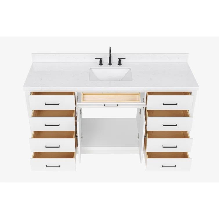 Tidworth 66.25'' Single Bathroom Vanity with Carrara Quartz Top