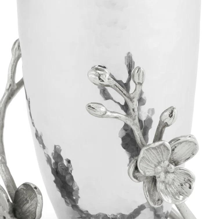 Ethereal Grace White Metal Cylinder Table Vase