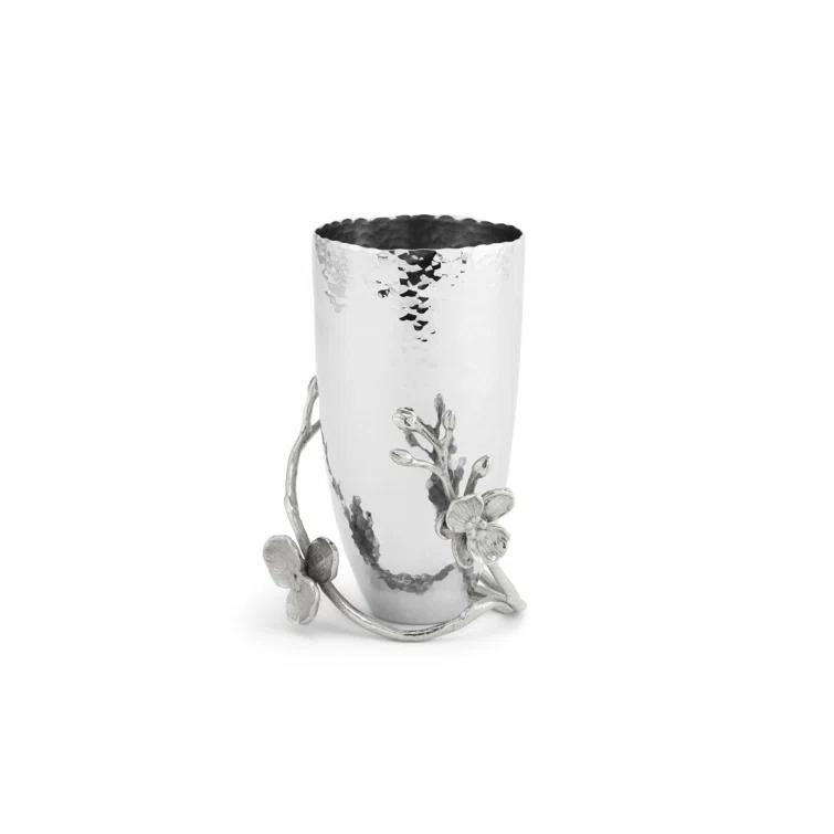 Ethereal Grace White Metal Cylinder Table Vase
