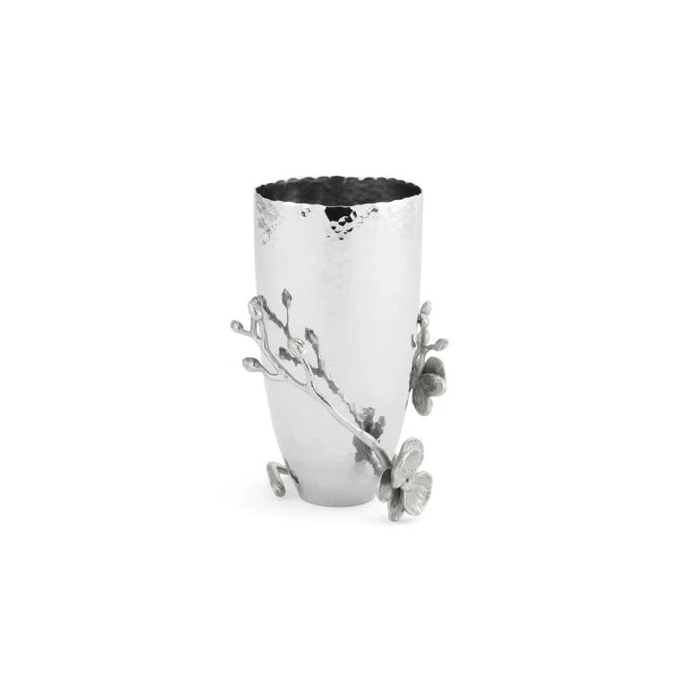 Ethereal Grace White Metal Cylinder Table Vase