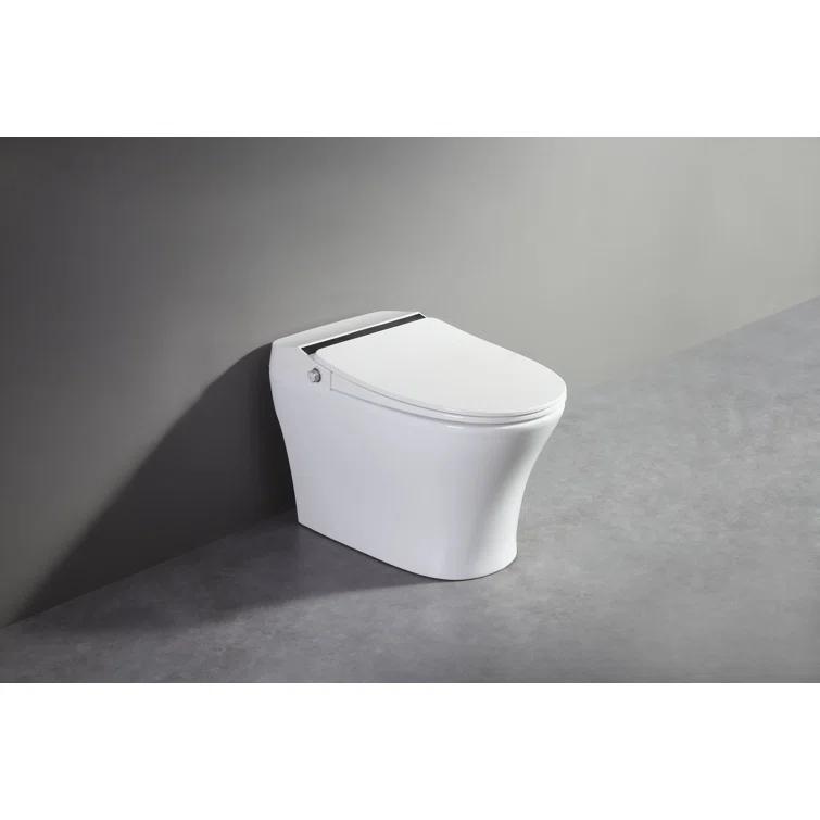 Vanity Art Elongated Smart Toilet Bidet with Auto Flush, Heated Seat, Air Drying, Remote Control, LED Display VAST68G