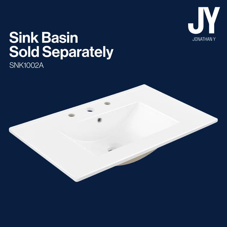 Calandre 30" Slat Modern Farmhouse 2-Shelf Bath Vanity Cabinet Only (Sink Basin not Included)
