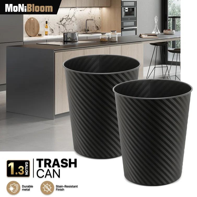 1.3 Gallon Trash Can Metal Wastebaskets Waste Basket Recycling Garbage Container Bin for Home Office (Set of 2)