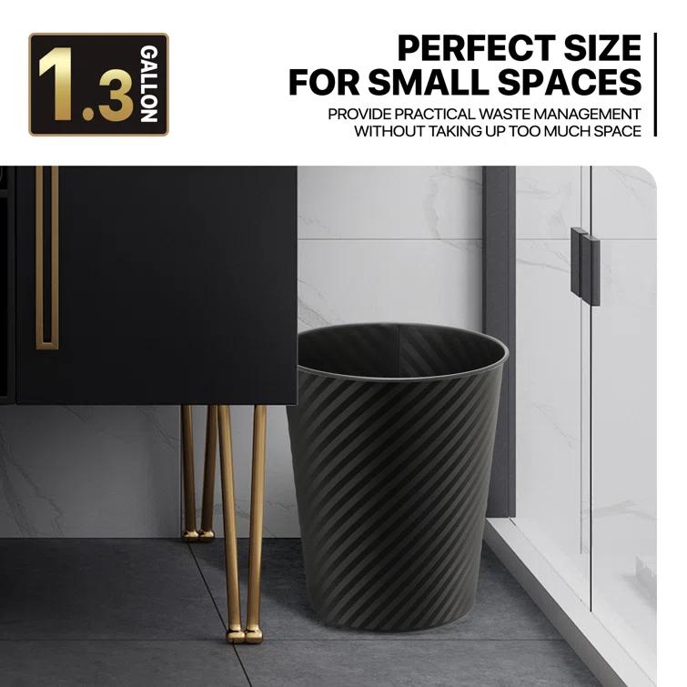 1.3 Gallon Trash Can Metal Wastebaskets Waste Basket Recycling Garbage Container Bin for Home Office (Set of 2)