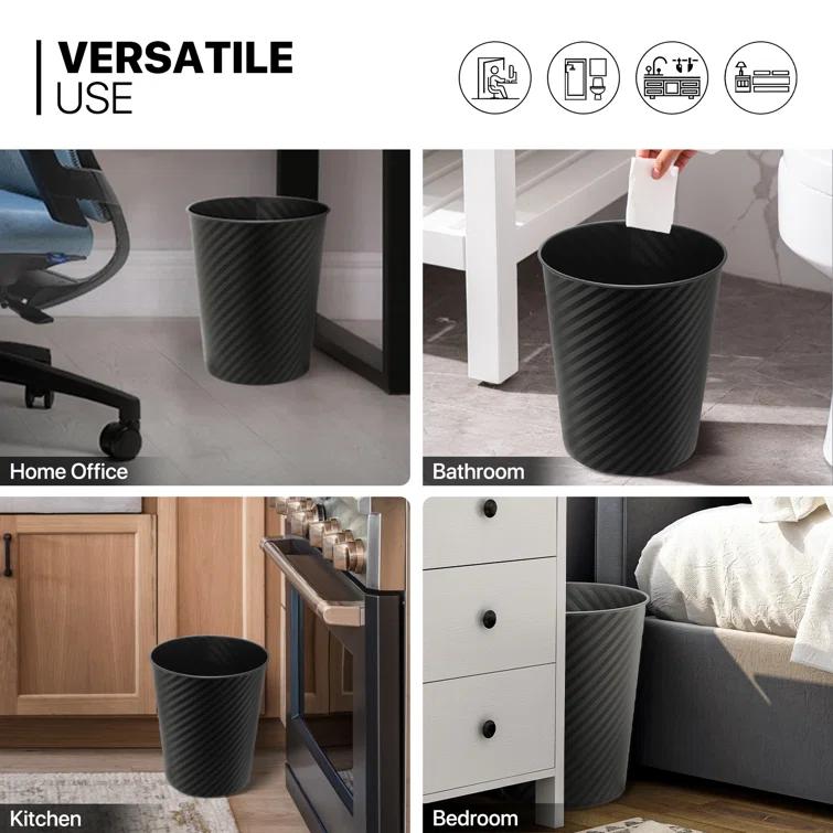 1.3 Gallon Trash Can Metal Wastebaskets Waste Basket Recycling Garbage Container Bin for Home Office (Set of 2)