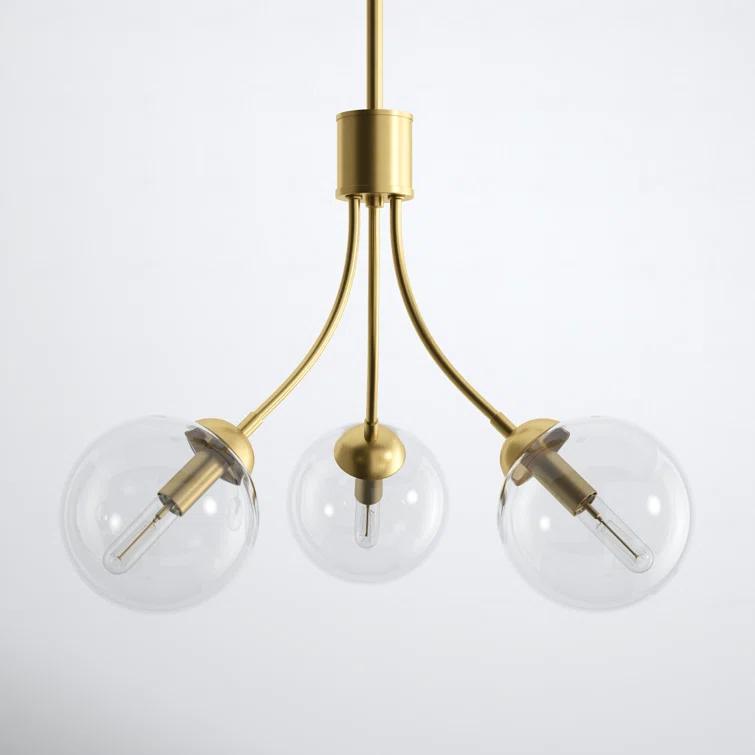 Moonrise 3 Light Metal Dimmable Globe Chandelier