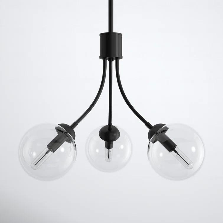 Moonrise 3 Light Metal Dimmable Globe Chandelier