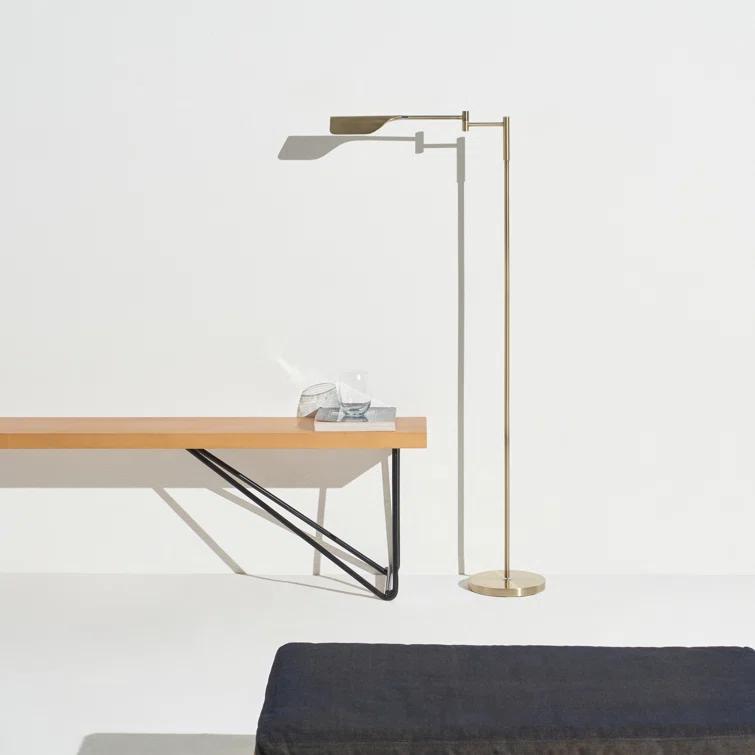 Brightech Leaf 53 in. Industrial Vintage Reading Floor Lamp with Metal Shade and 3-Way Dimming Options - Integrated LED Light