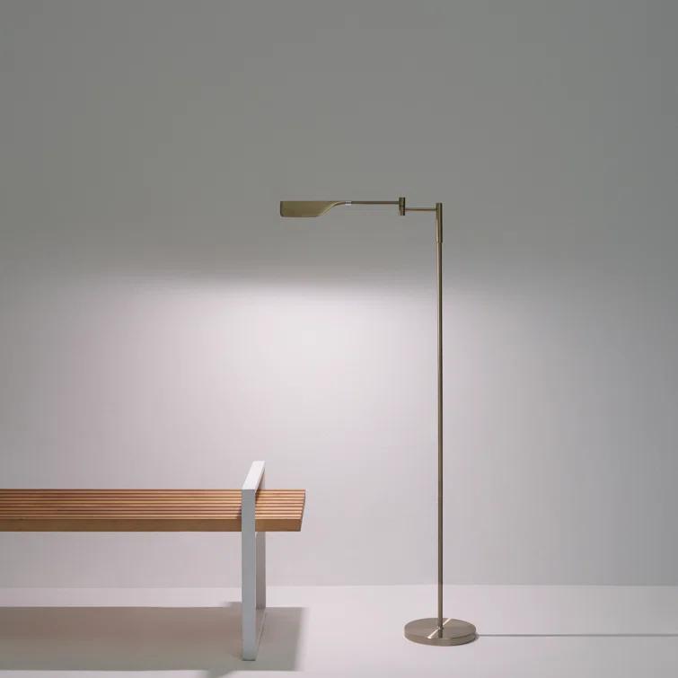 Brightech Leaf 53 in. Industrial Vintage Reading Floor Lamp with Metal Shade and 3-Way Dimming Options - Integrated LED Light