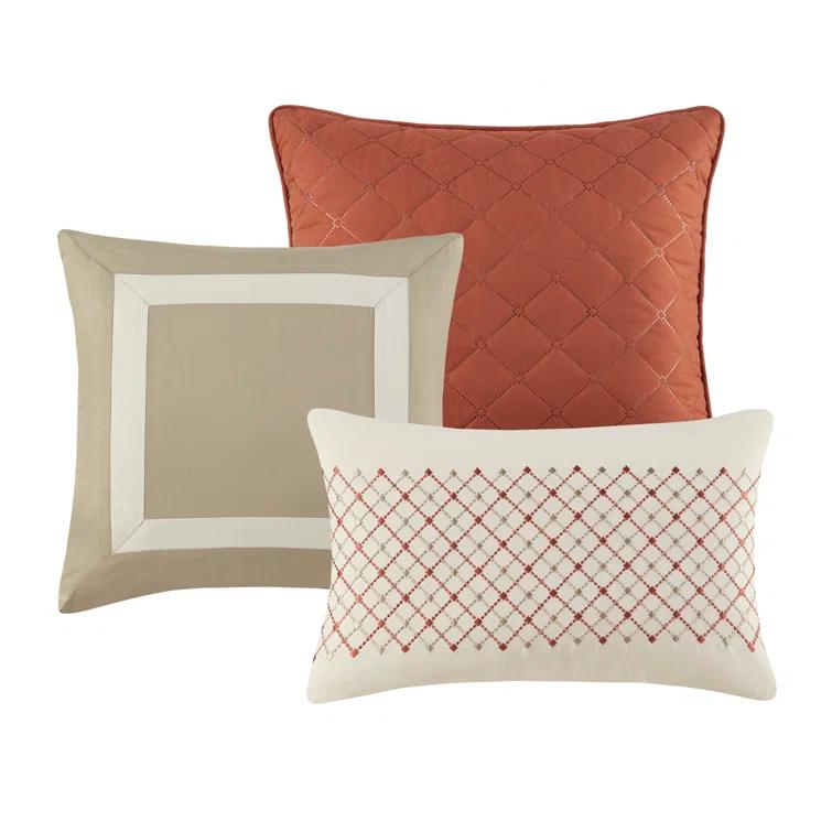 Madison Park Jenson 7 Piece Color Block Stripe Comforter Set with Throw Pillows