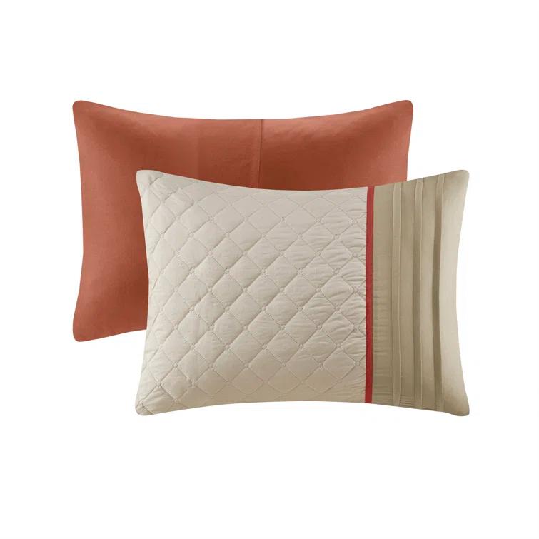 Madison Park Jenson 7 Piece Color Block Stripe Comforter Set with Throw Pillows