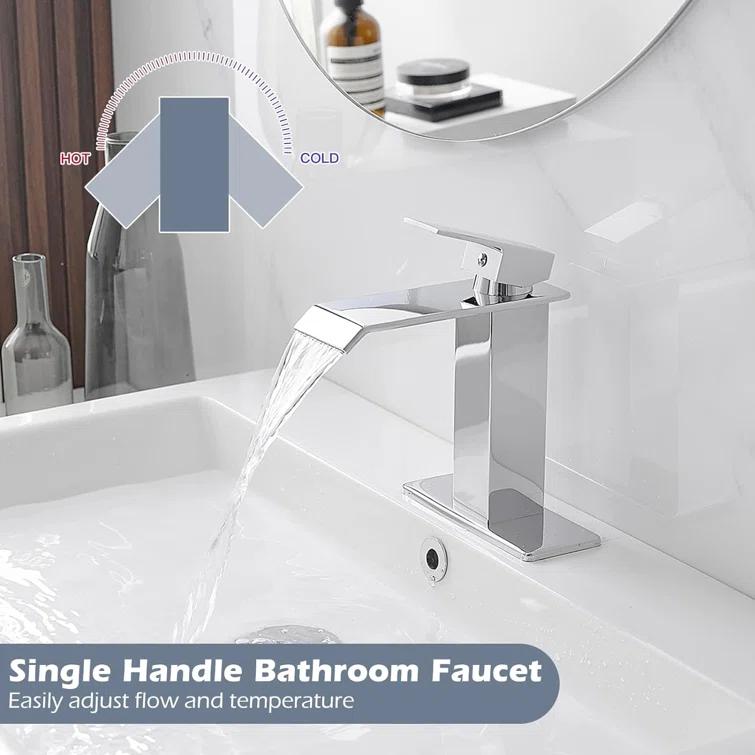 Single-Hole Single-handle Bathroom Faucet with Drain Assembly