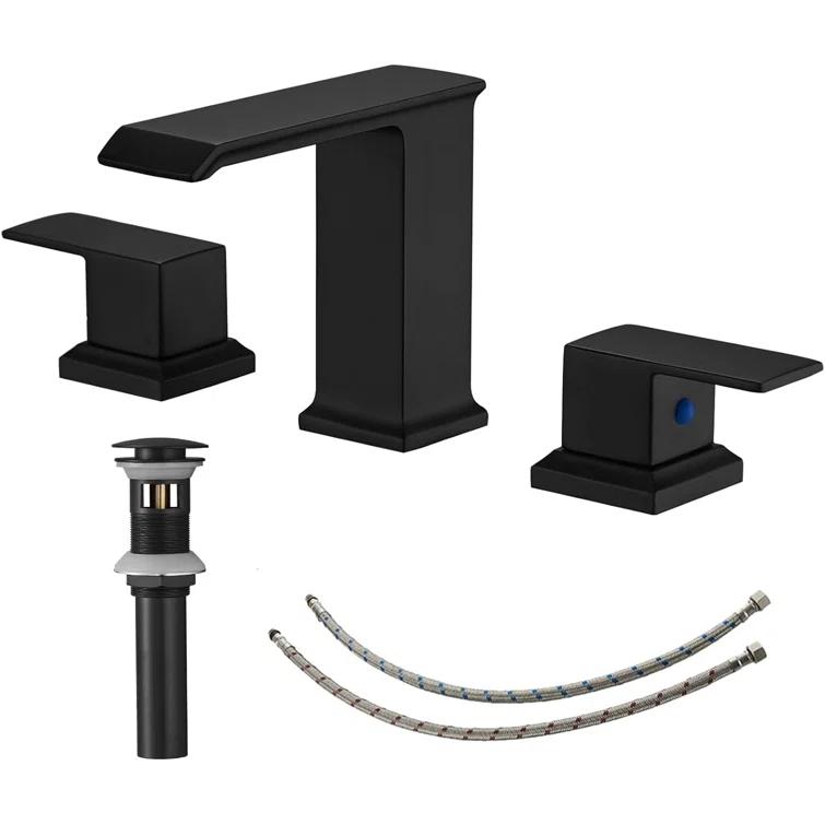 Widespread 2-handle Bathroom Faucet with Drain Assembly