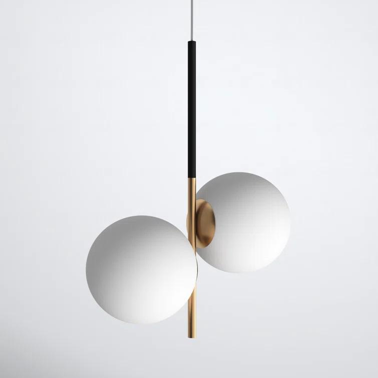 Drake 2 Light Glass Steel Dimmable Pendant