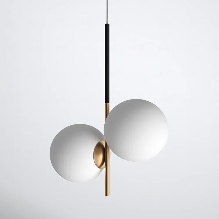 Drake 2 Light Glass Steel Dimmable Pendant