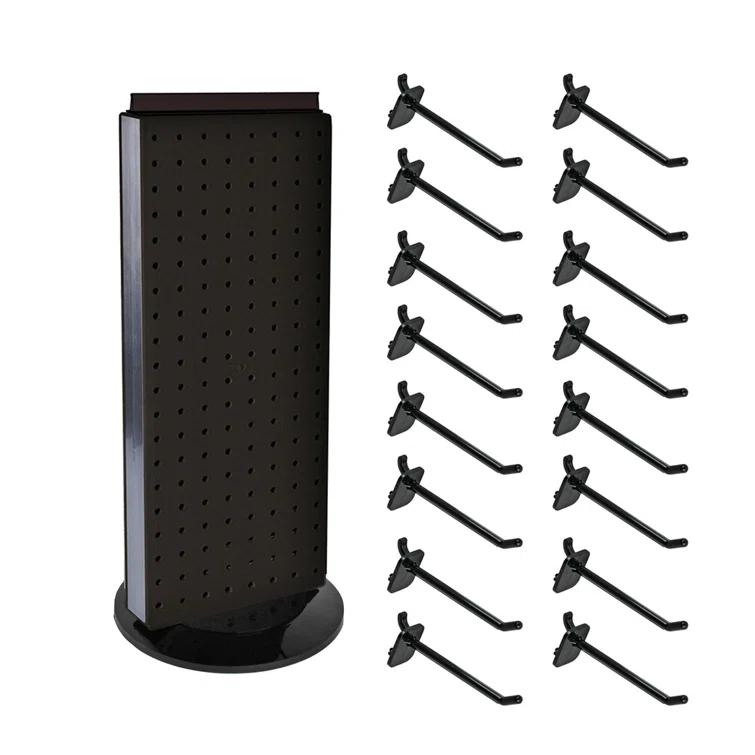 Four-Sided Revolving 4"W x 12"H Pegboard Counter Display w/ 16 2" Hooks