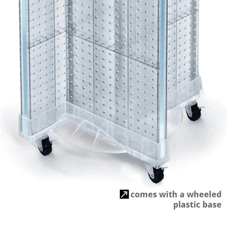 Pinwheel Pegboard Floor Display on Wheeled Base. Panel Size: 13.5"W x 60"H