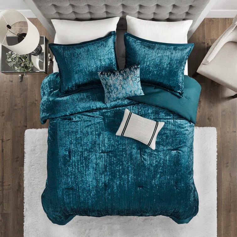 Madison Park Lee 5 Piece Crinkle Velvet Comforter Set