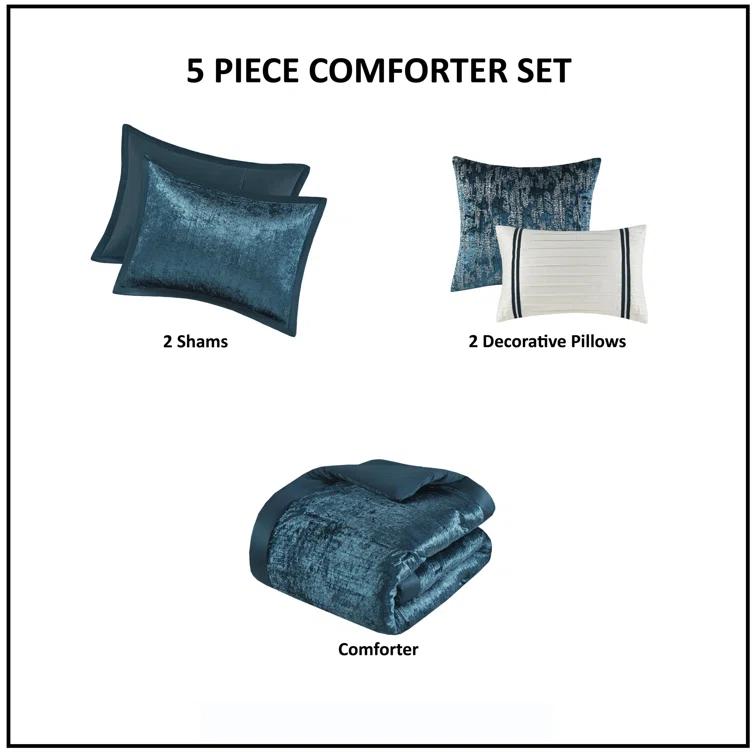 Madison Park Lee 5 Piece Crinkle Velvet Comforter Set