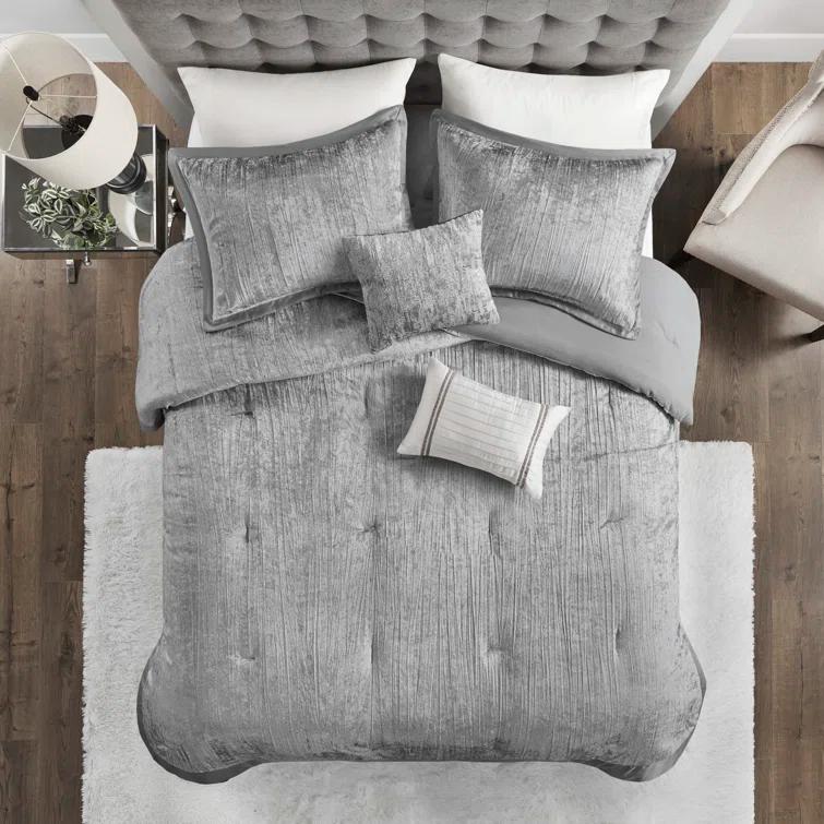 Madison Park Lee 5 Piece Crinkle Velvet Comforter Set