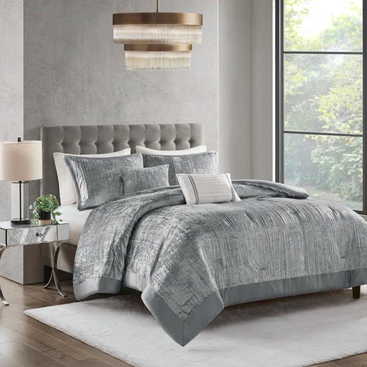 Madison Park Lee 5 Piece Crinkle Velvet Comforter Set