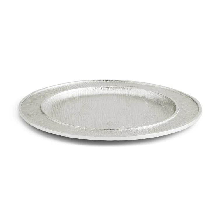 Rustic Gray Glass Charger Plate with Wood Grain Print
