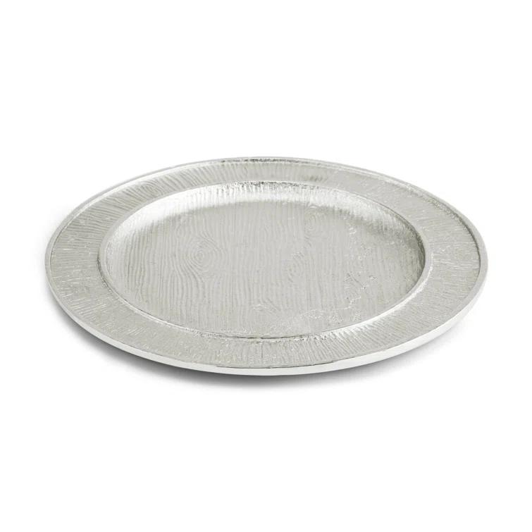 Rustic Gray Glass Charger Plate with Wood Grain Print