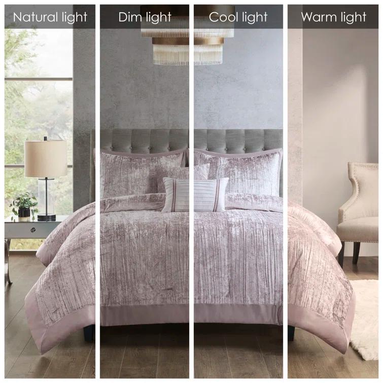 Lee 5 Piece Crinkle Velvet Comforter Set