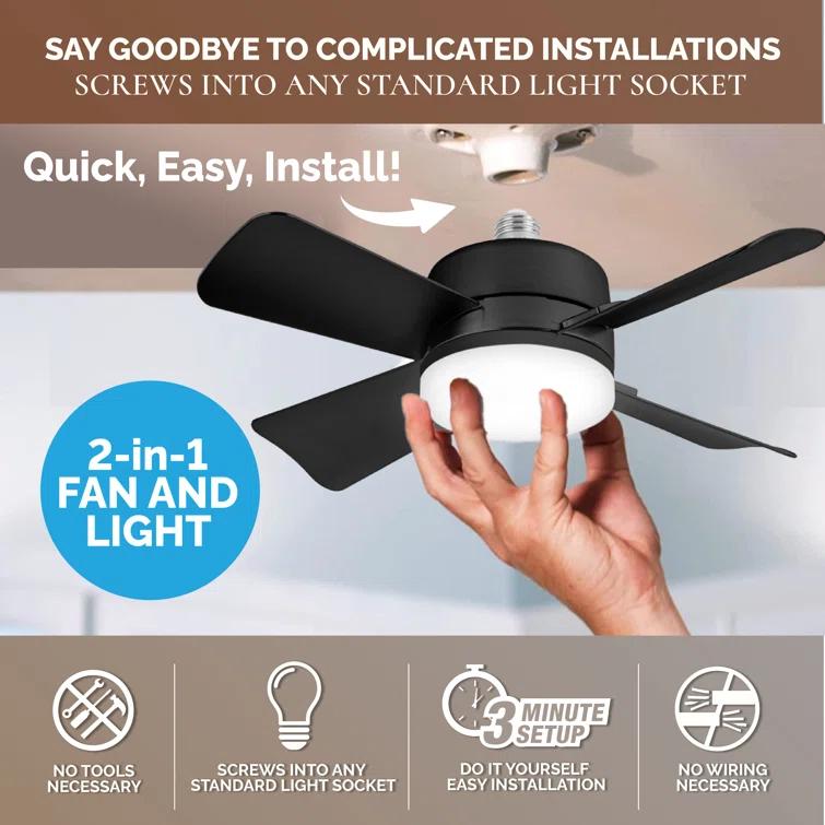 Bell + Howell Bell + Howell Socket Fan, Ceiling Fan With 1000 Lumens and Remote Control