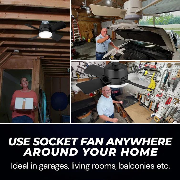 Bell + Howell Bell + Howell Socket Fan, Ceiling Fan With 1000 Lumens and Remote Control