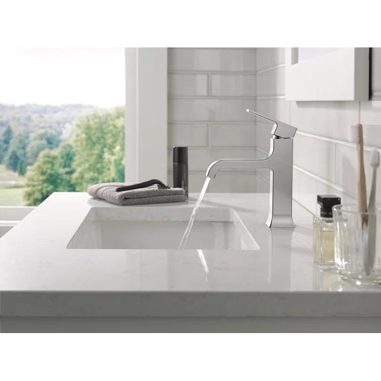 Velum Single Hole Curved Bathroom Faucet with Drain Assembly, Single Handle Bathroom Sink Faucet