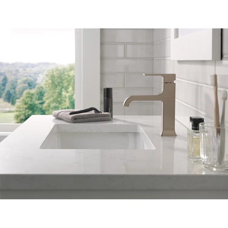Velum Single Hole Curved Bathroom Faucet with Drain Assembly, Single Handle Bathroom Sink Faucet