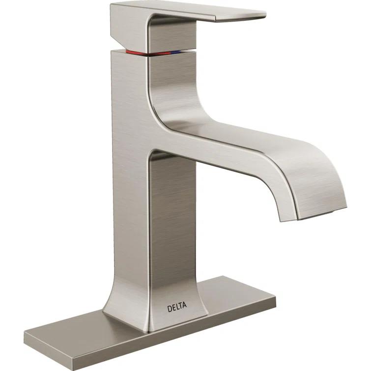 Velum Single Hole Curved Bathroom Faucet with Drain Assembly, Single Handle Bathroom Sink Faucet