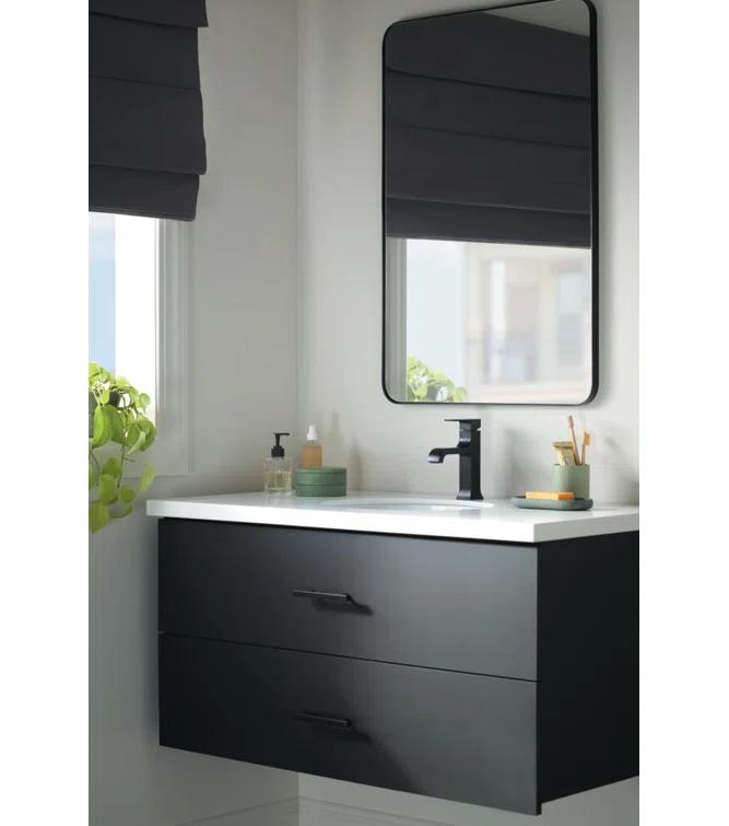 Velum Single Hole Curved Bathroom Faucet with Drain Assembly, Single Handle Bathroom Sink Faucet