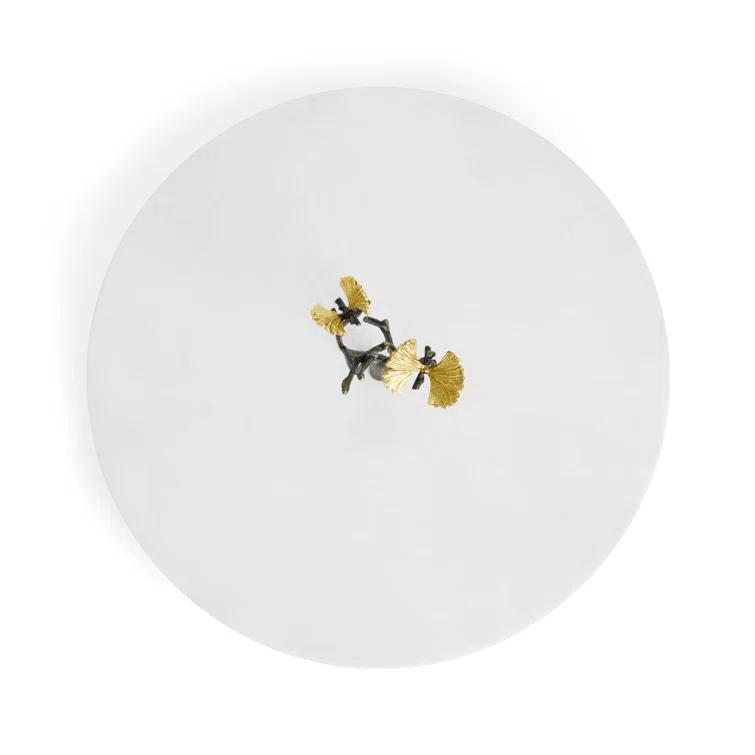 Butterfly Ginkgo 16'' Marble and Brass Lazy Susan