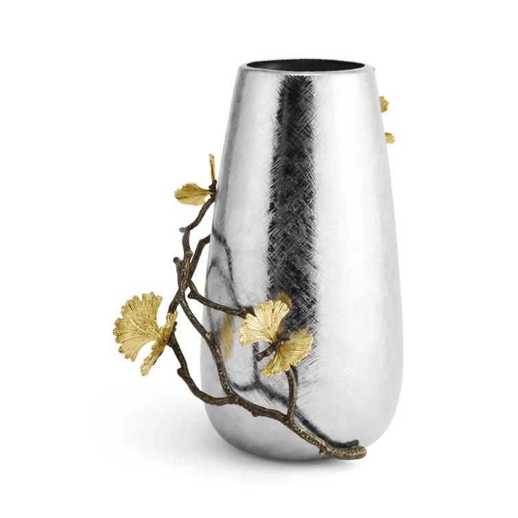 Butterfly Ginkgo Handcrafted Large Metal Flower Vase