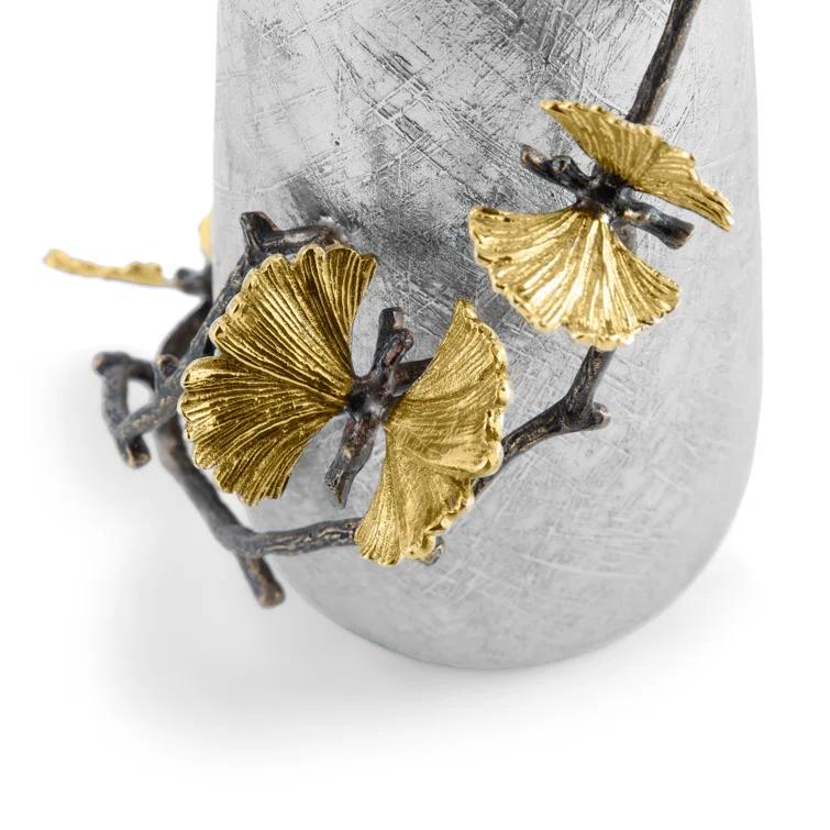 Silver and Gold Metallic Brass Bud Vase