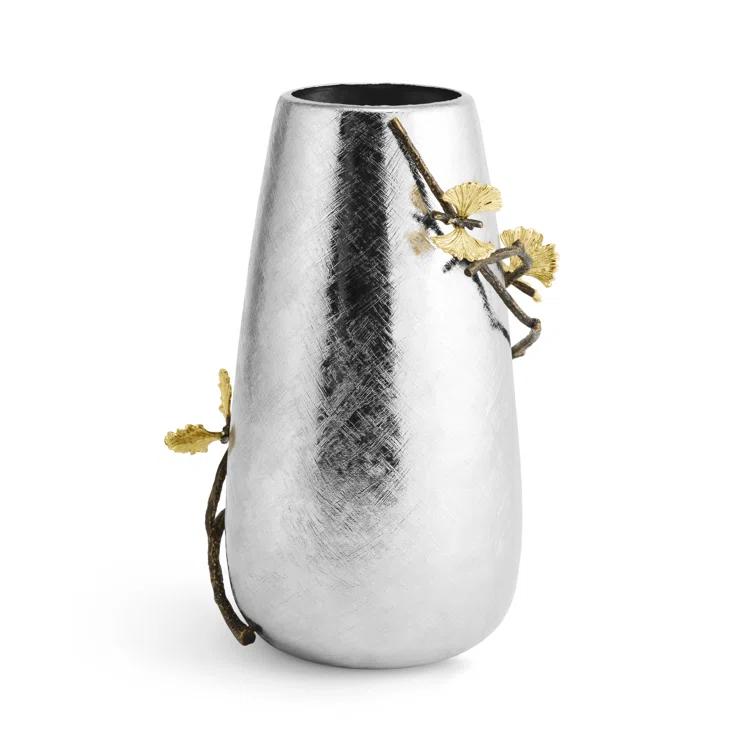 Butterfly Ginkgo Handcrafted Large Metal Flower Vase