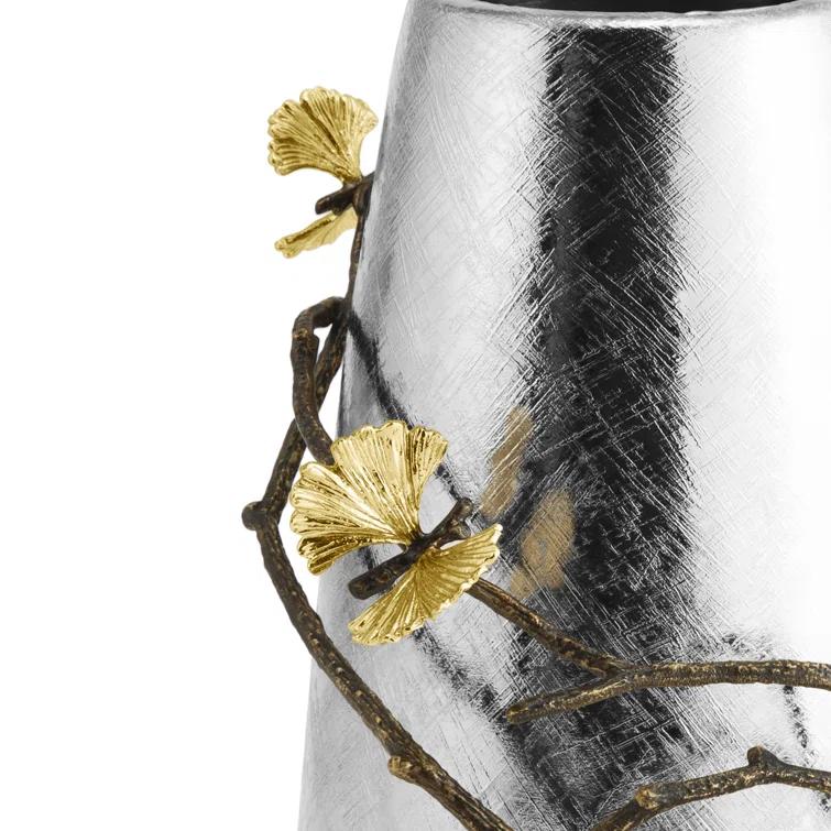 Butterfly Ginkgo Handcrafted Large Metal Flower Vase