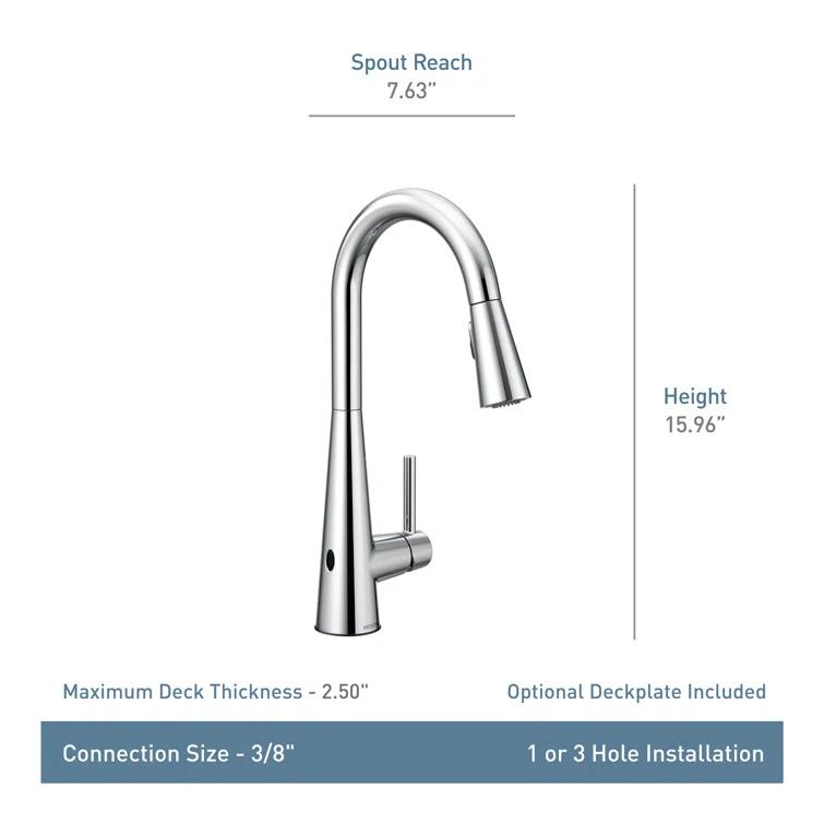 Moen Sleek MotionSense Wave Single Handle Pulldown Kitchen Faucet with Power Clean Technology