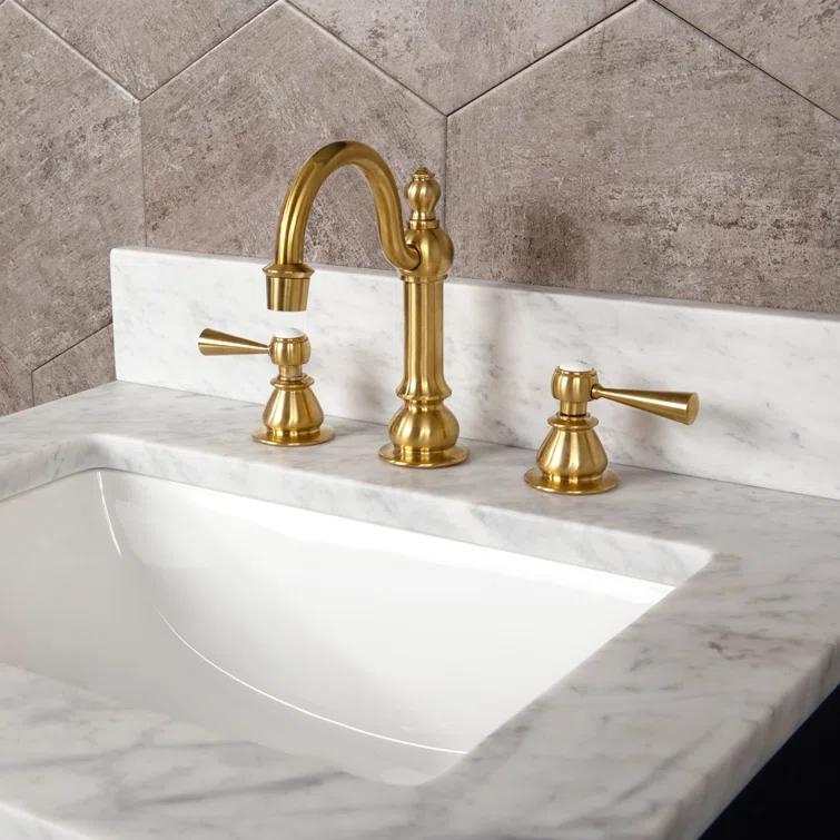 Water Creation  Satin Brass High Arc Torch Lever Handle True Brass Lavatory Faucet
