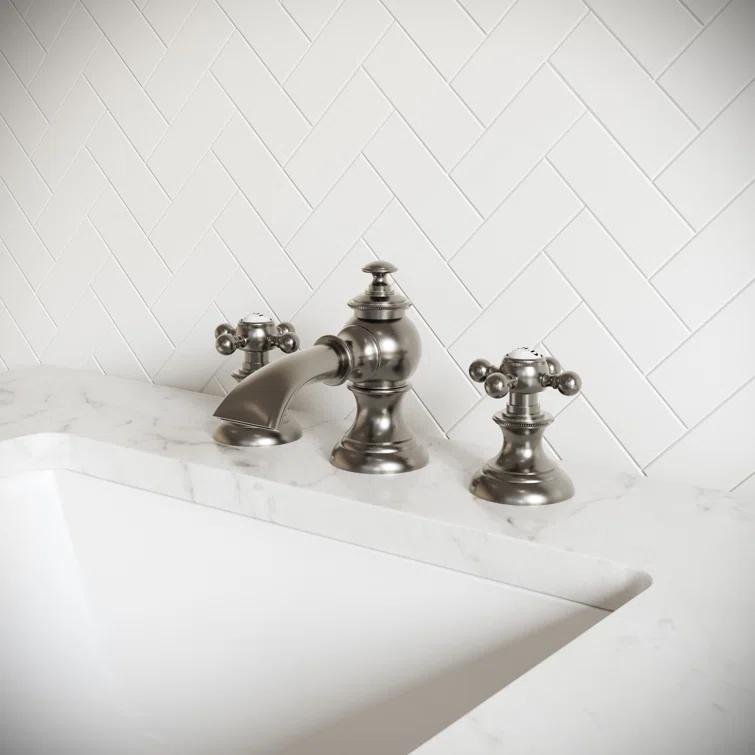 Water Creation F2-0013-02-BX Modern Classic Widespread Lavatory F2-0013 Faucets - Gray & Brushed Nickel