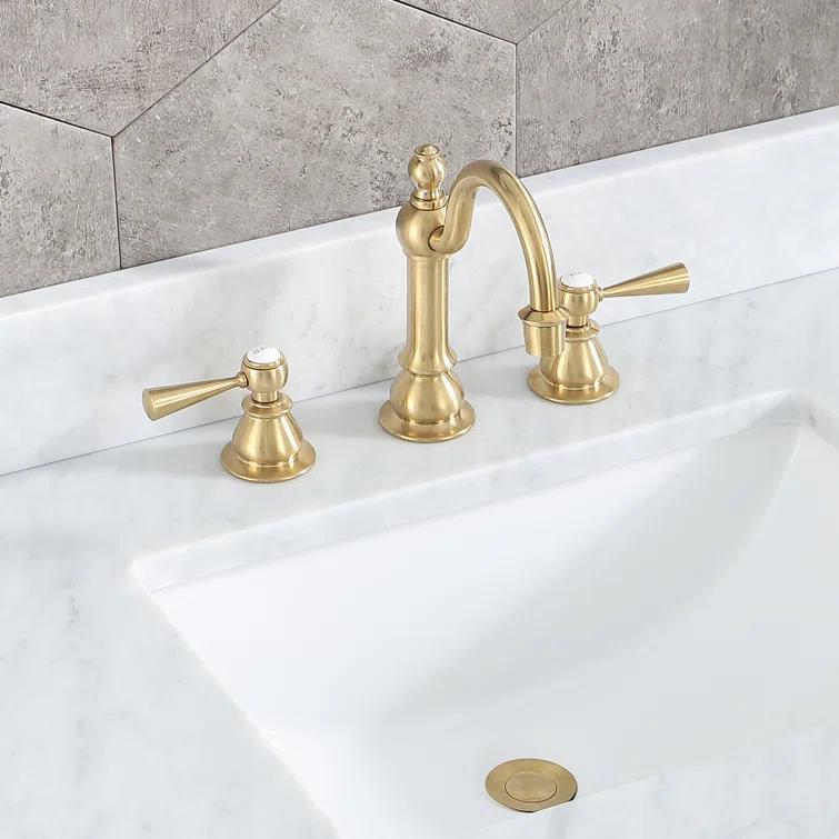 Water Creation  Satin Brass High Arc Torch Lever Handle True Brass Lavatory Faucet