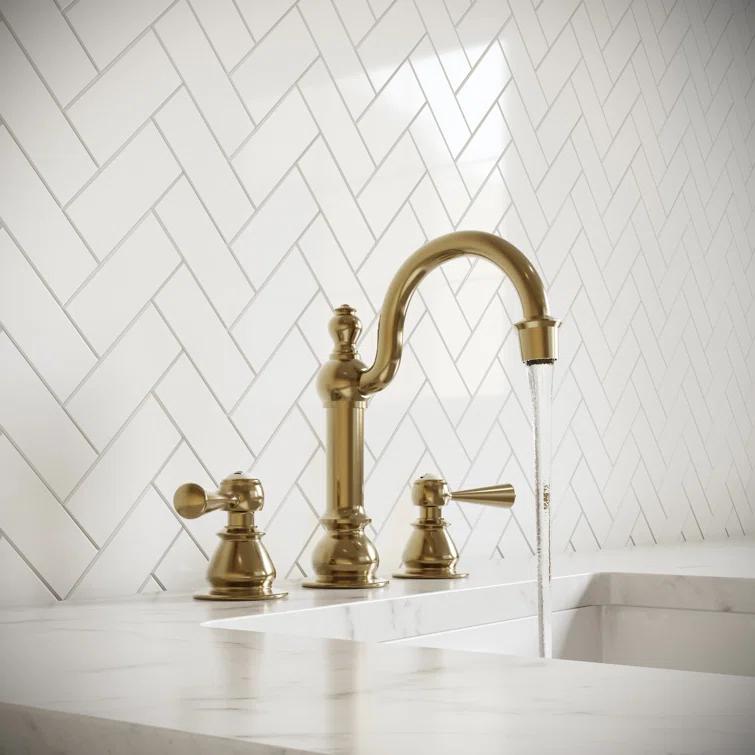 Water Creation  Satin Brass High Arc Torch Lever Handle True Brass Lavatory Faucet