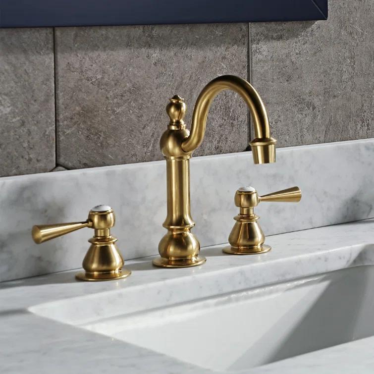 Water Creation  Satin Brass High Arc Torch Lever Handle True Brass Lavatory Faucet