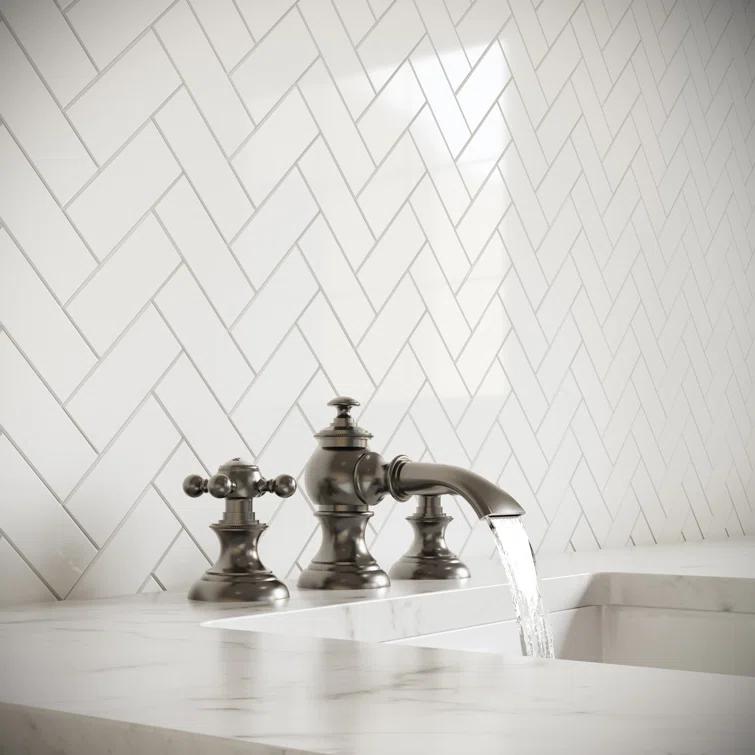 Water Creation F2-0013-02-BX Modern Classic Widespread Lavatory F2-0013 Faucets - Gray & Brushed Nickel