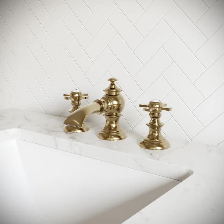Elegant Vintage Brass 8'' Widespread Bathroom Faucet